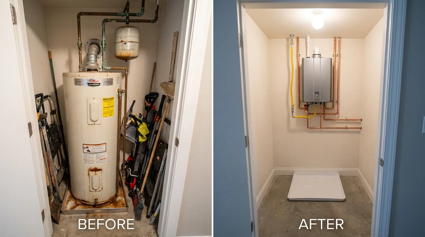 Tank water heater versus wall-mounted tankless unit comparison for Thornton, NH homeowners